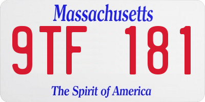 MA license plate 9TF181