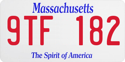 MA license plate 9TF182