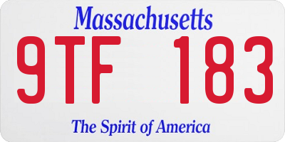 MA license plate 9TF183