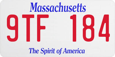 MA license plate 9TF184