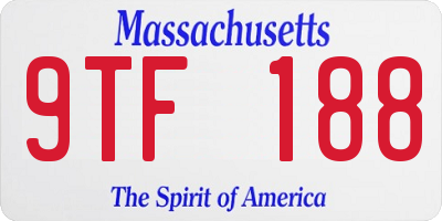 MA license plate 9TF188