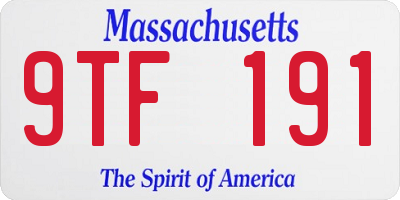 MA license plate 9TF191
