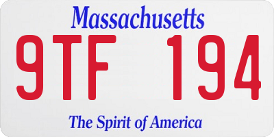 MA license plate 9TF194