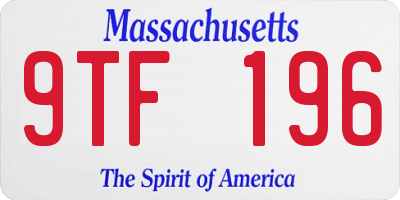 MA license plate 9TF196