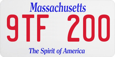 MA license plate 9TF200