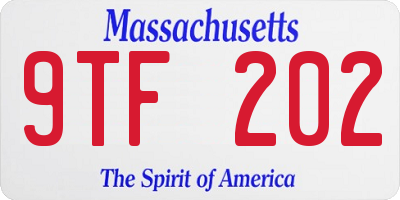 MA license plate 9TF202