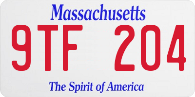 MA license plate 9TF204