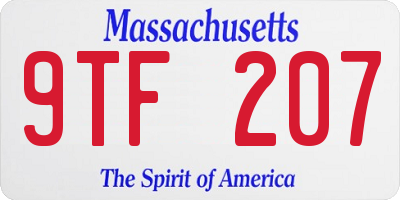 MA license plate 9TF207