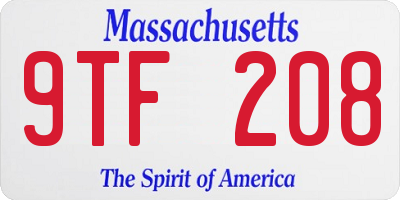 MA license plate 9TF208