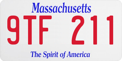 MA license plate 9TF211