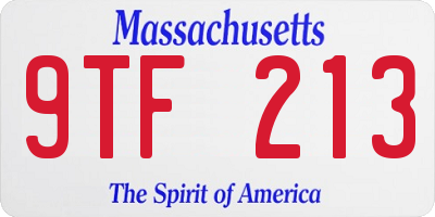 MA license plate 9TF213