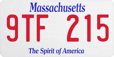 MA license plate 9TF215