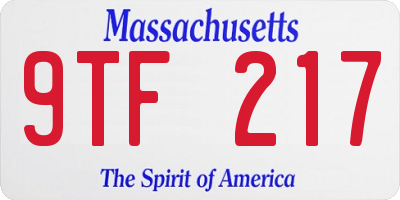 MA license plate 9TF217