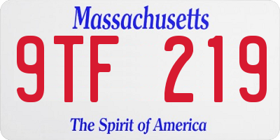MA license plate 9TF219