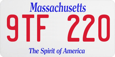 MA license plate 9TF220