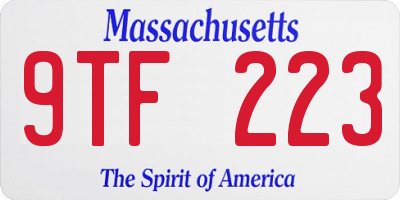 MA license plate 9TF223