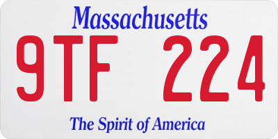 MA license plate 9TF224