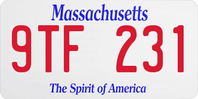 MA license plate 9TF231