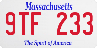 MA license plate 9TF233