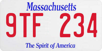 MA license plate 9TF234