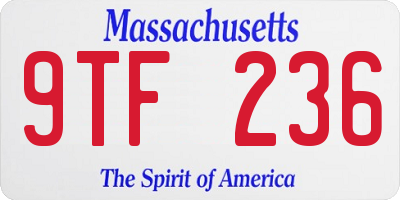 MA license plate 9TF236