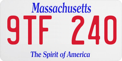 MA license plate 9TF240