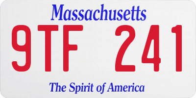 MA license plate 9TF241