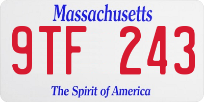 MA license plate 9TF243