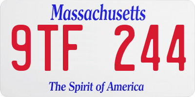 MA license plate 9TF244