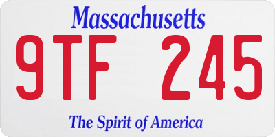 MA license plate 9TF245