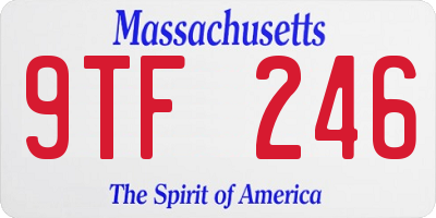 MA license plate 9TF246