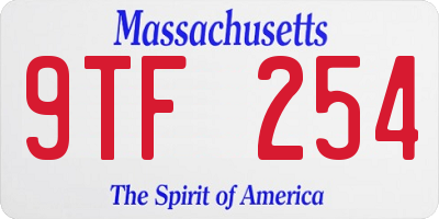 MA license plate 9TF254