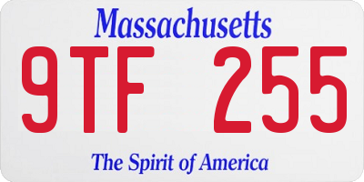 MA license plate 9TF255