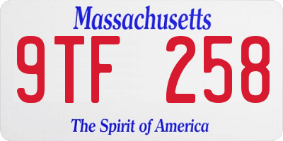 MA license plate 9TF258