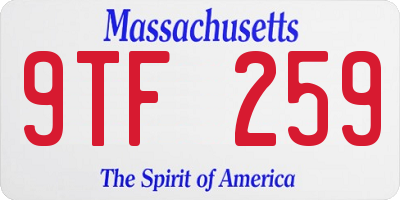 MA license plate 9TF259