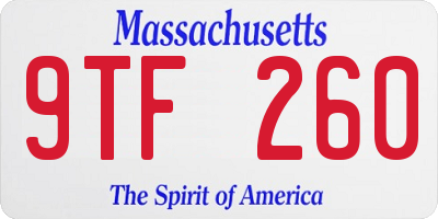 MA license plate 9TF260