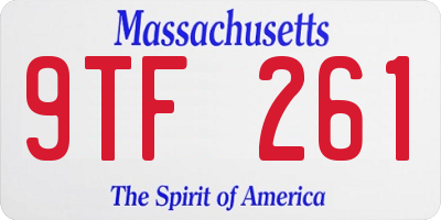 MA license plate 9TF261