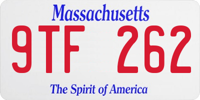 MA license plate 9TF262