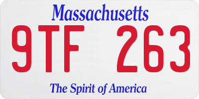 MA license plate 9TF263