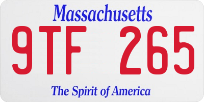 MA license plate 9TF265