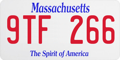 MA license plate 9TF266