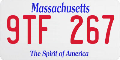MA license plate 9TF267