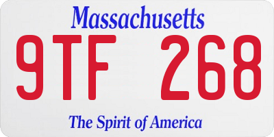 MA license plate 9TF268