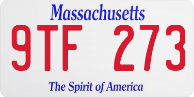 MA license plate 9TF273