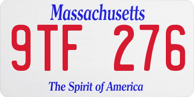 MA license plate 9TF276