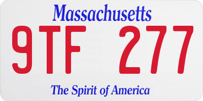MA license plate 9TF277