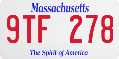 MA license plate 9TF278