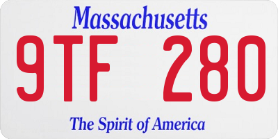 MA license plate 9TF280
