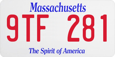 MA license plate 9TF281