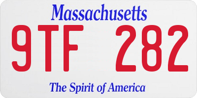 MA license plate 9TF282